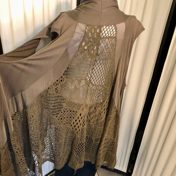 Bundle of two La Vanya Lace Cardigans in gray Sz 1XL & olive Sz 3XL - Picture 11 of 13